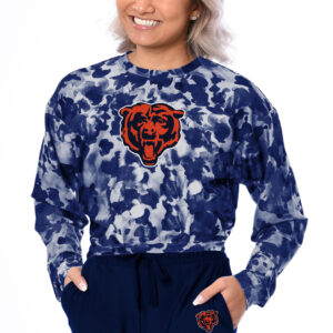 Women's Certo  Navy Chicago Bears Cropped Long Sleeve T-Shirt