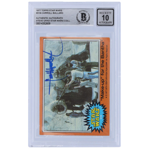 Carroll Ballard Star Wars Autographed 1977 Topps Star Wars Series 1 #318 BGS Authenticated 10 Card - Image 5