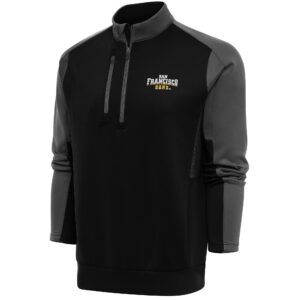 Men's Antigua  Black/Pewter San Francisco Dons Team Quarter-Zip Pullover Top
