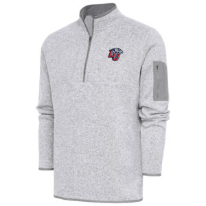 Men's Antigua  Heather Gray Liberty Flames Fortune Quarter-Zip Pullover Jacket