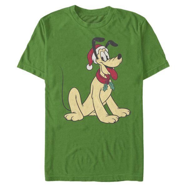 Men's Mad Engine Pluto Kelly Green Mickey & Friends Santa Hat Graphic T-Shirt