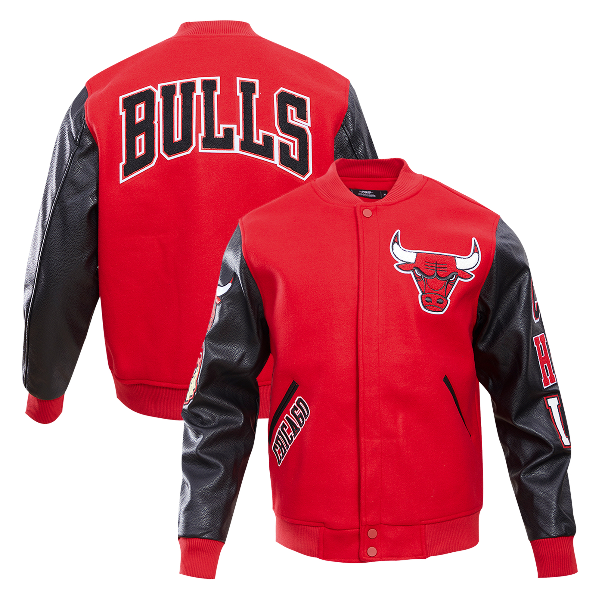 Men's Pro Standard Red Chicago Bulls Classic Wool Full-Zip Varsity Jacket - Image 2