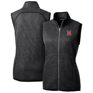 Women's Cutter & Buck  Heather Charcoal Nashville Sounds Mainsail Sweater Knit Full-Zip Vest