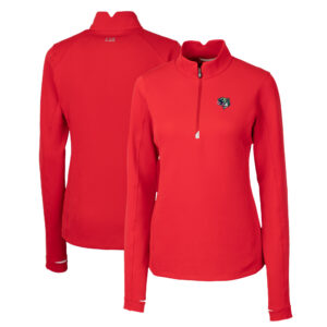 Women's Cutter & Buck  Red Gwinnett Stripers Traverse DryTec Stretch Quarter-Zip Pullover Top