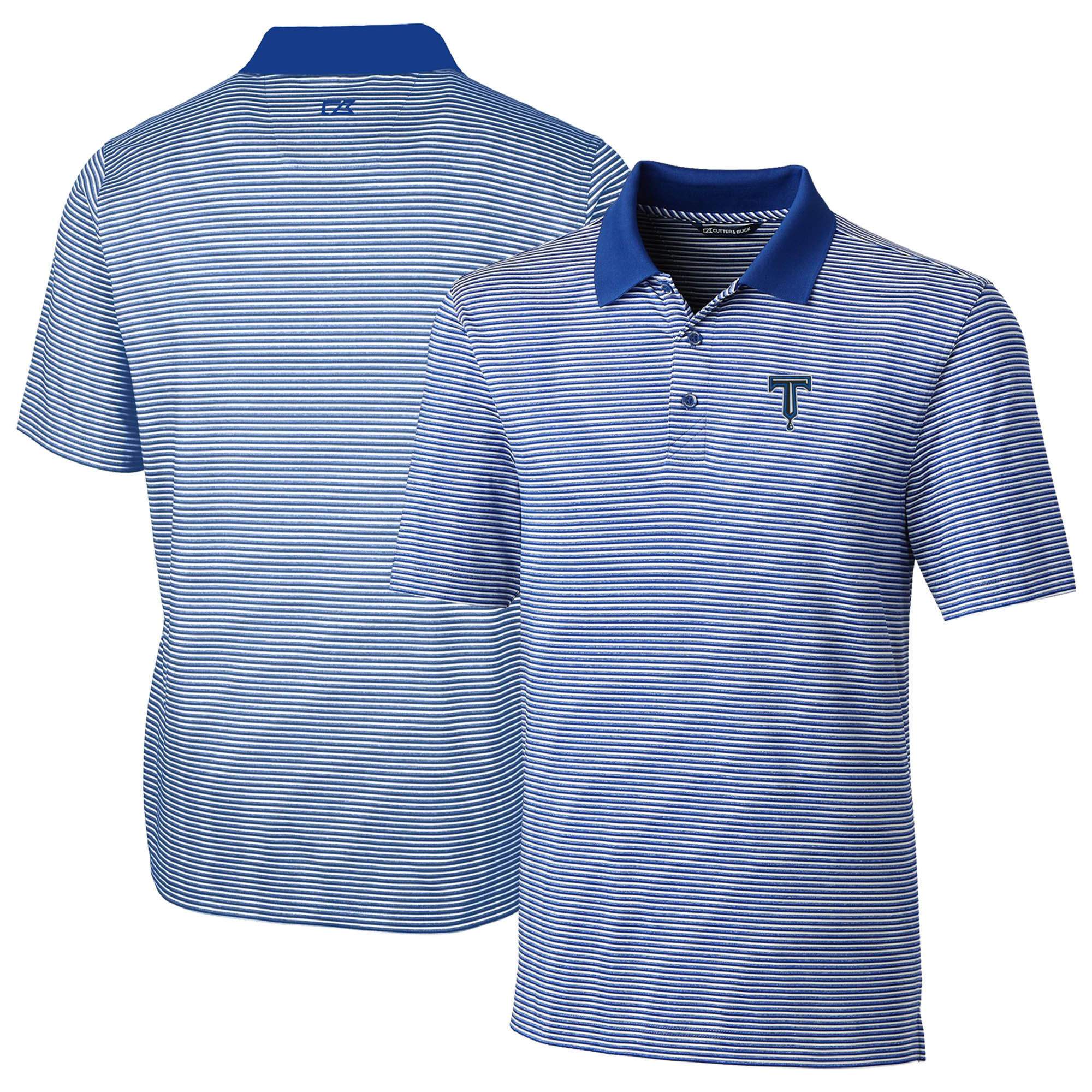 Men's Cutter & Buck Blue Tulsa Drillers Forge Tonal Stripe Stretch Polo - Image 2