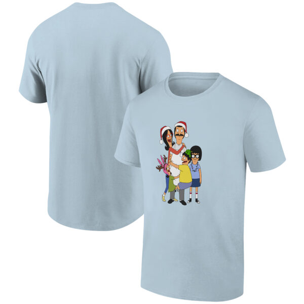 Men's Ripple Junction  Light Blue Bob's Burgers Belcher Family Holiday Graphic T-Shirt