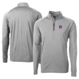 Men's Cutter & Buck  Gray South Bend Cubs Adapt Eco Knit Stretch Recycled Big & Tall Quarter-Zip Pullover Top