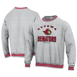 Men's Champion Heather Gray Ottawa Senators Reverse Weave Yarn Dye Pullover Sweatshirt