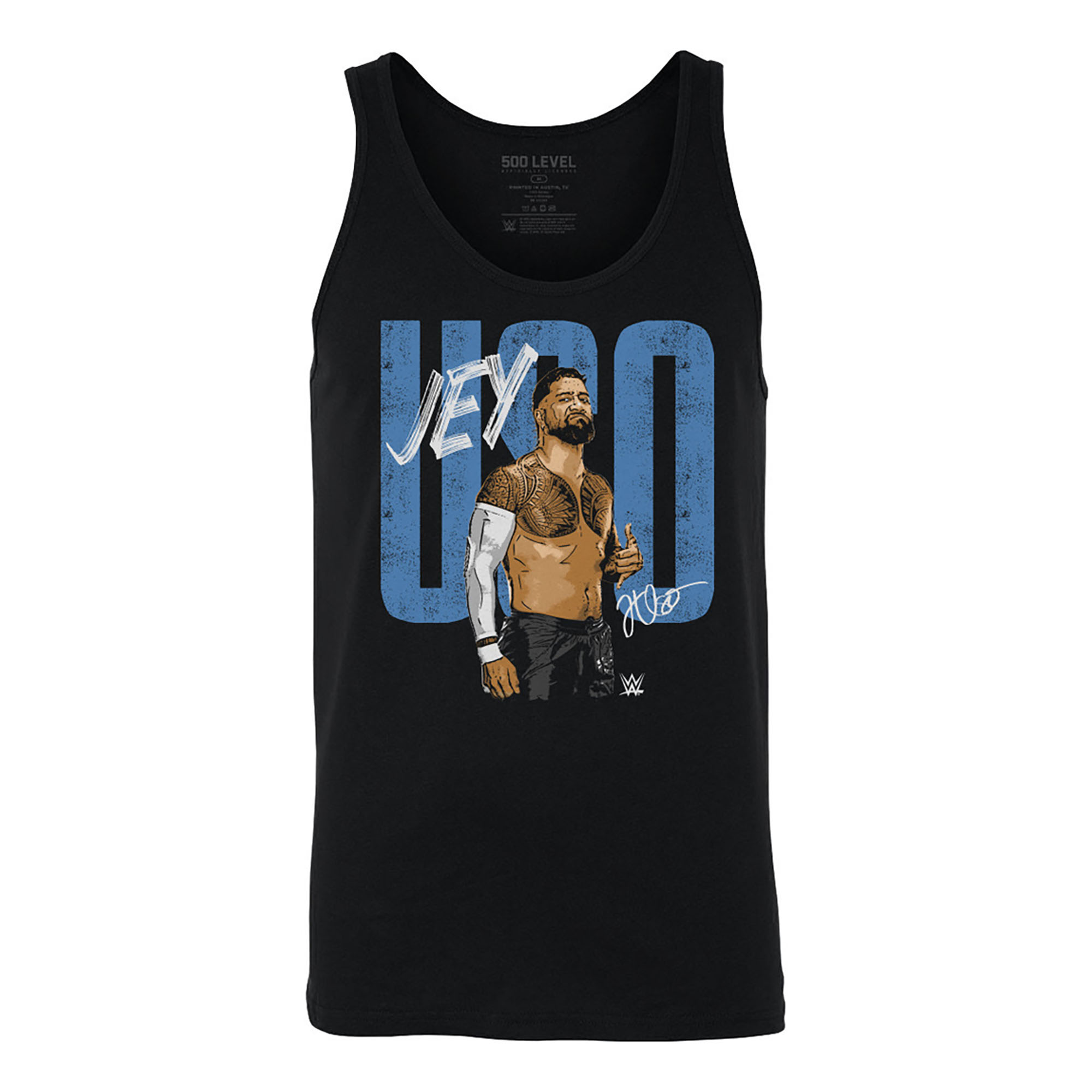 Men's 500 Level Black Jey Uso Pose Tank Top - Image 3