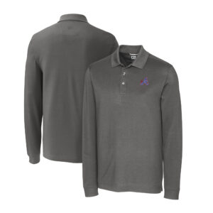 Men's Cutter & Buck Gray Atlanta Braves City Connect Big & Tall Advantage Tri-Blend Pique Long Sleeve Polo