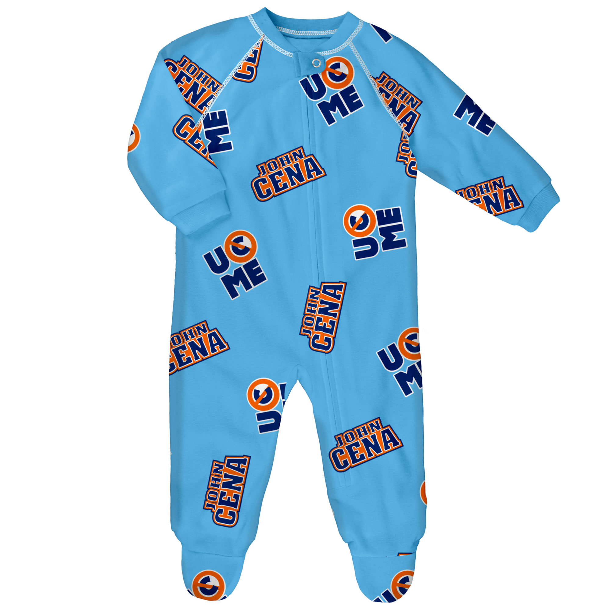 Newborn Light Blue John Cena Raglan Full-Zip Sleeper