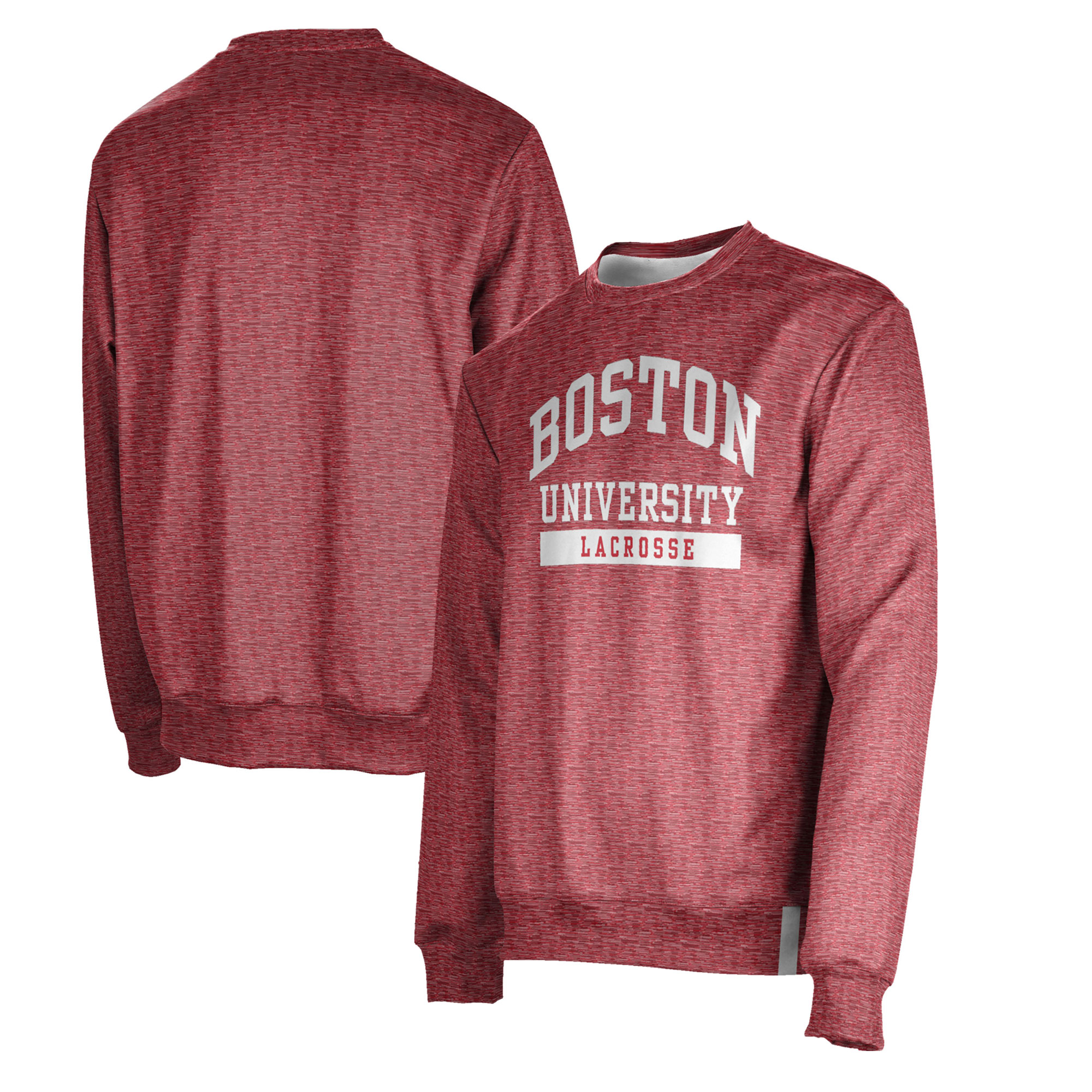 Men's ProSphere Red Boston University Lacrosse Crewneck Pullover Sweatshirt
