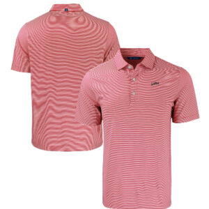 Men's Cutter & Buck  Red/White SMU Mustangs Forge Eco Double Stripe Stretch Recycled Tri-Blend Polo