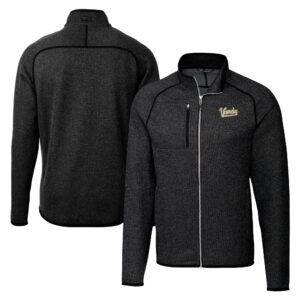 Men's Cutter & Buck  Heather Charcoal Vanderbilt Commodores Vault Mainsail Sweater-Knit Full-Zip Jacket