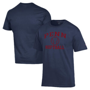 Men's Champion  Navy Pennsylvania Quakers Icon Softball Powerblend T-Shirt