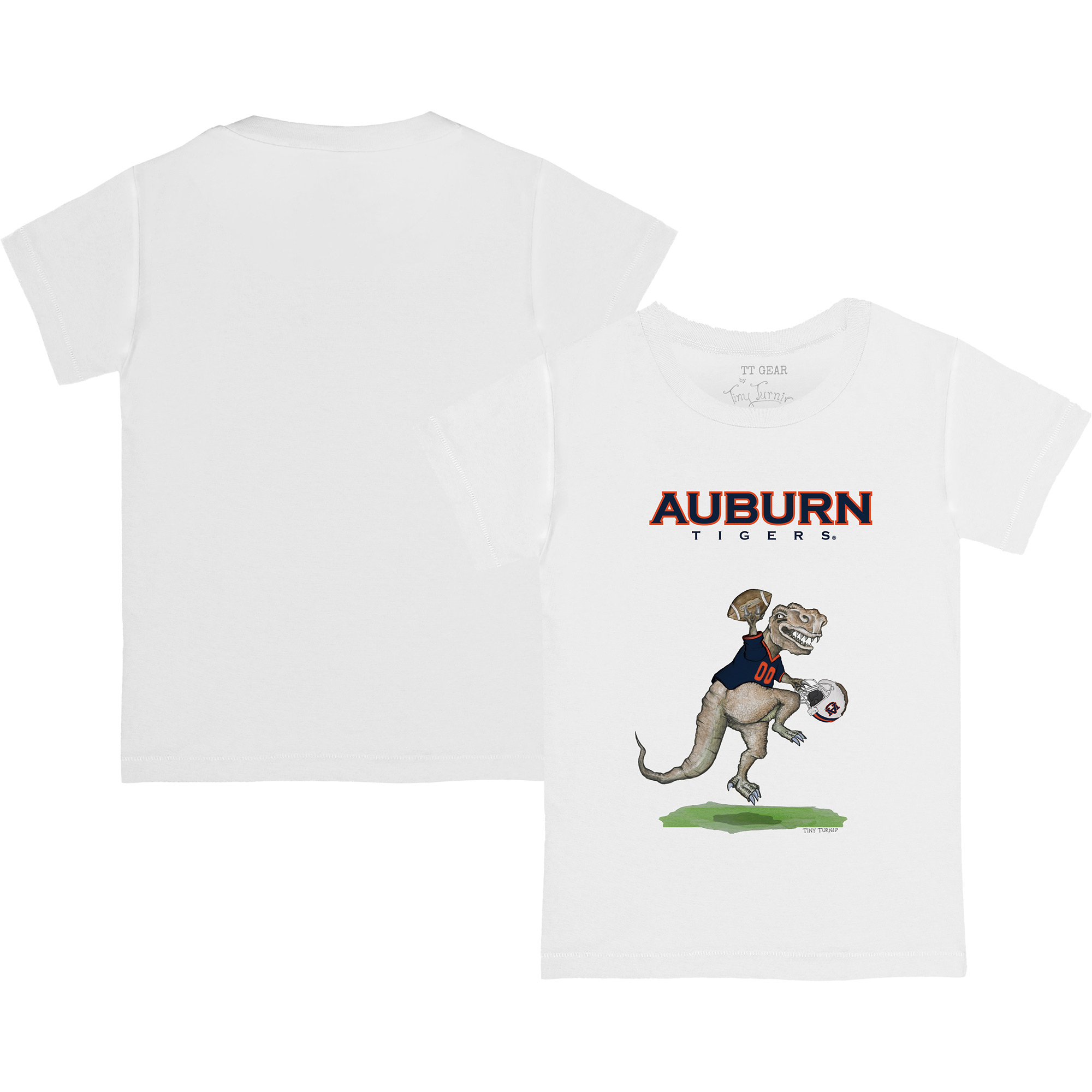 Youth Tiny Turnip White Auburn Tigers T-Rex T-Shirt