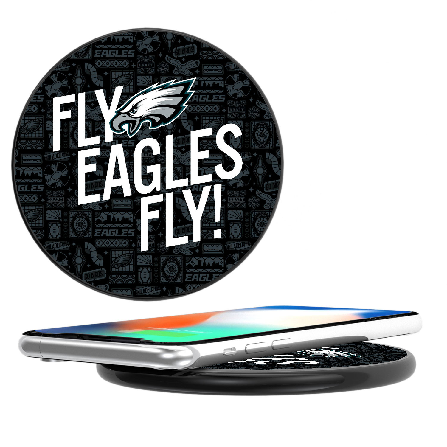 Keyscaper Black Philadelphia Eagles Illustrated Wireless Charger