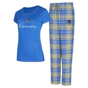 Women's Concepts Sport  Royal/Gold Golden State Warriors Vector T-Shirt & Flannel Pants Sleep Set
