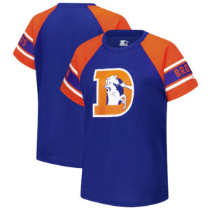Women's Starter Royal Denver Broncos 1st Rounder Color-Block Raglan T-Shirt
