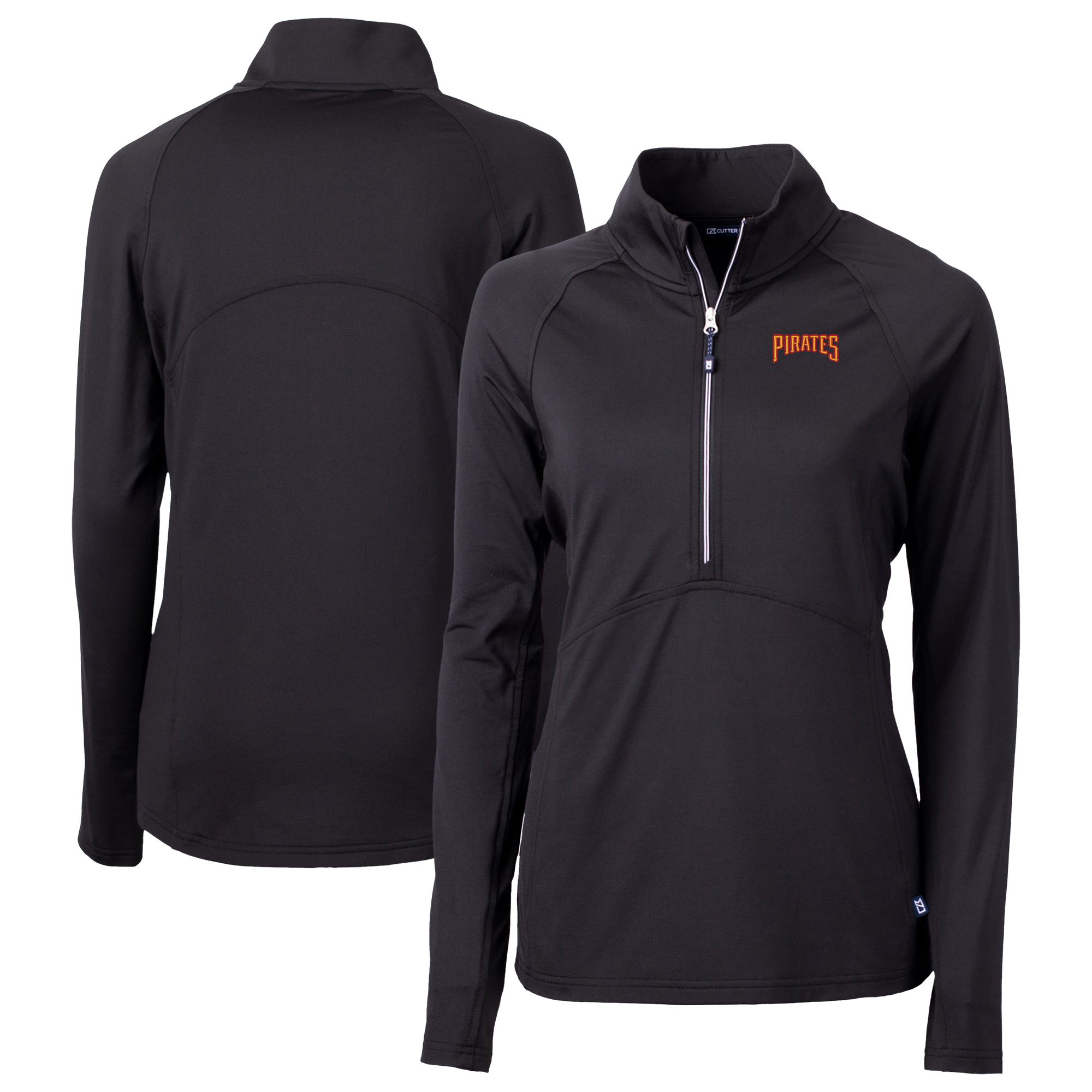 Women's Cutter & Buck Black Pittsburgh Pirates DryTec Adapt Eco Knit Stretch Recycled Raglan Half-Zip Top - Image 5