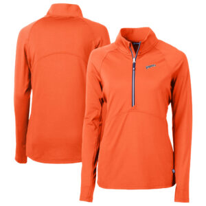 Women's Cutter & Buck Orange San Diego Padres Cooperstown Collection DryTec Adapt Eco Knit Stretch Recycled Raglan Half-Zip Top