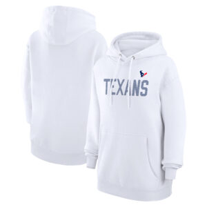 Women's G-III 4Her by Carl Banks White Houston Texans Dot Print Tri-Blend Fleece Pullover Hoodie