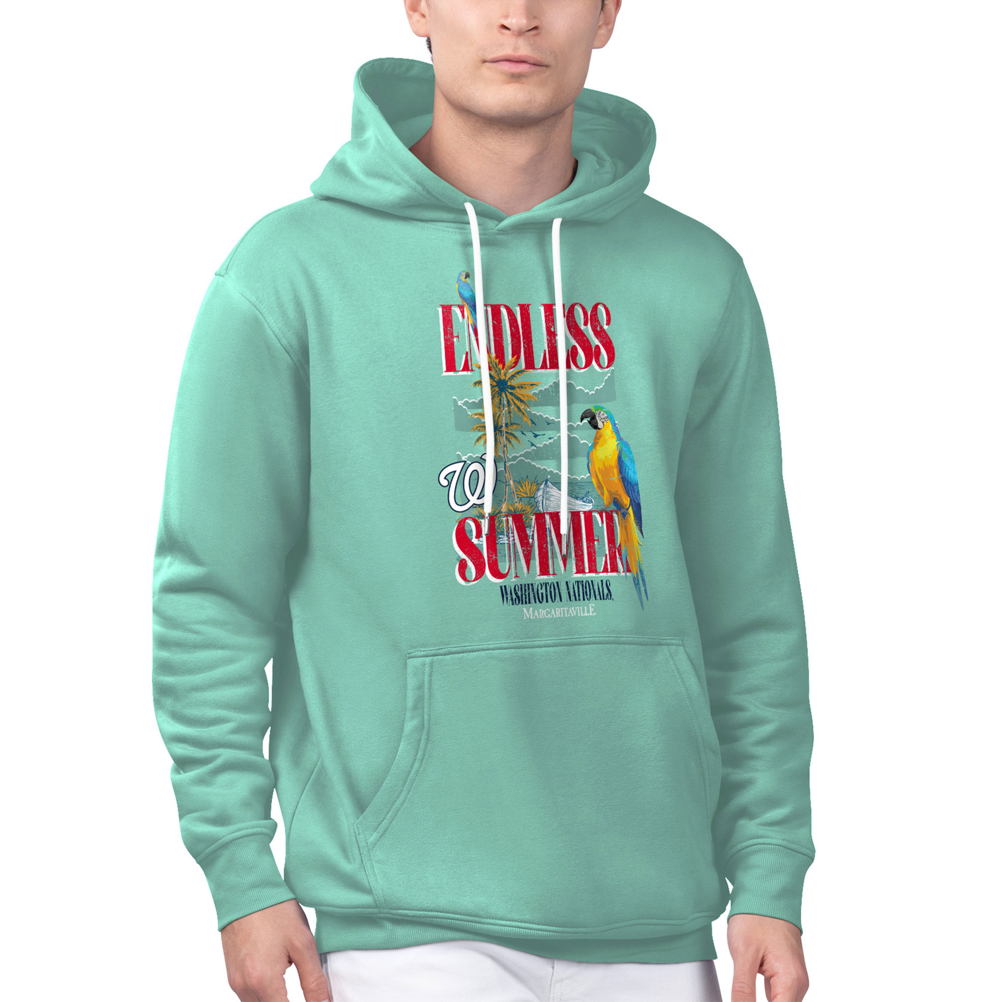 Men's Margaritaville Mint Washington Nationals Endless Summer Parrot Graphic Pullover Hoodie