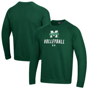 Men's Under Armour Green Manhattan Jaspers Volleyball Rival Fleece Raglan Pullover Sweatshirt