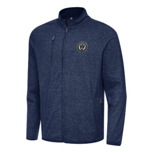 Men's Antigua Heather Navy Philadelphia Union Hold-Up Tri-Blend Full-Zip Jacket