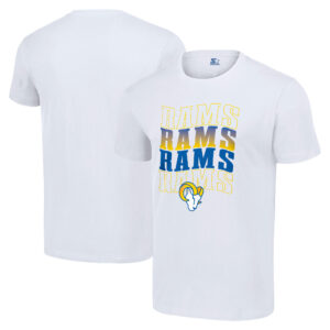 Men's Starter White Los Angeles Rams Four Team Name Logo T-Shirt