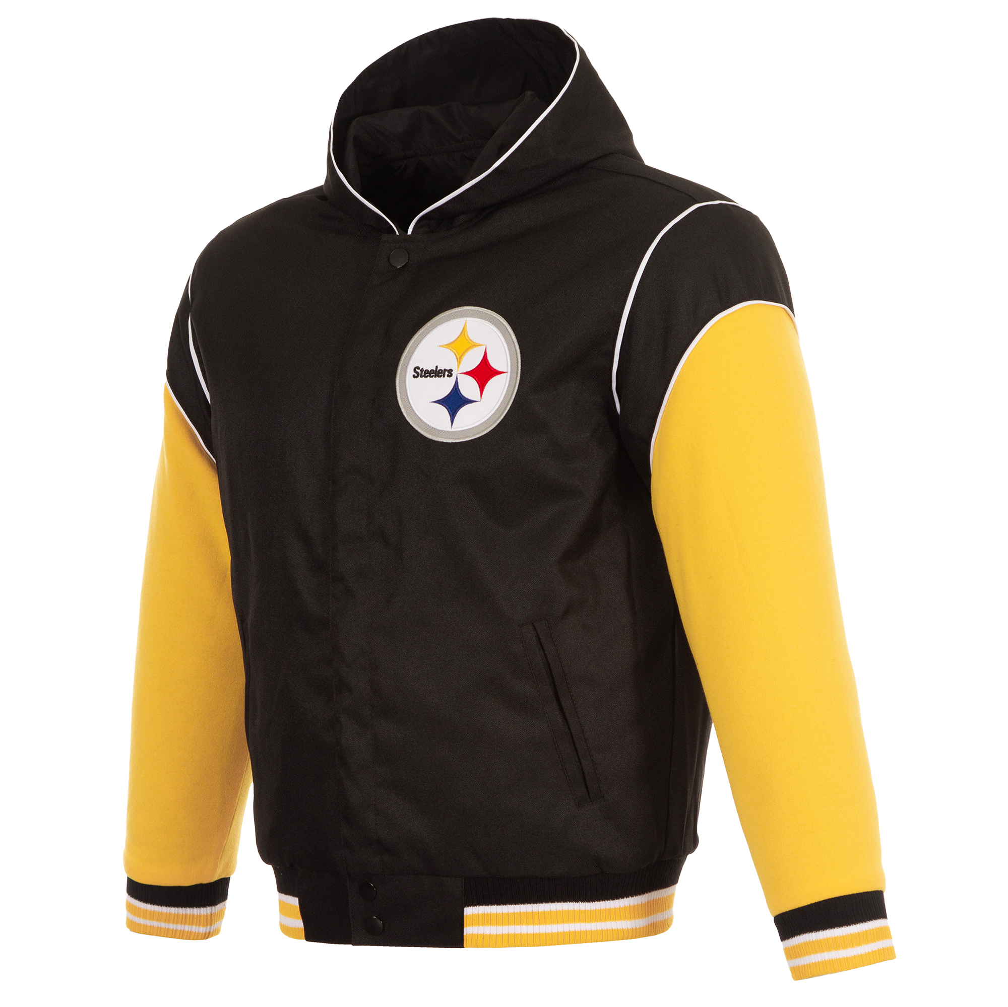 Men's JH Design Black Pittsburgh Steelers Reversible Fleece Hoodie Full-Zip Jacket - Image 3