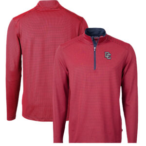 Men's Cutter & Buck  Red Washington Nationals Big & Tall Cooperstown Collection Virtue Eco Pique Micro Stripe Recycled Quarter-Zip Top