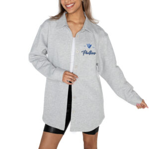 Women's Gameday Couture Ash Georgia State Panthers Foundation Full-Button Long Sleeve Overshirt