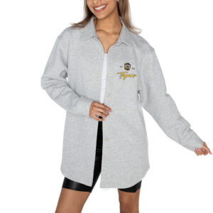 Women's Gameday Couture Ash Fort Hays State Tigers Foundation Full-Button Long Sleeve Overshirt