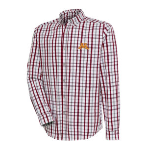 Men's Antigua  Maroon/Gray Minnesota Golden Gophers Tending Tri-Blend Button-Down Long Sleeve Shirt