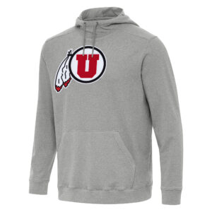 Men's Antigua Heather Gray Utah Utes Cloud Pullover Hoodie