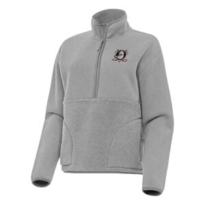 Women's Antigua Gray Anaheim Ducks Figure Half-Zip Pullover Sweatshirt