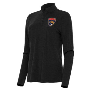 Women's Antigua  Heather Black Florida Panthers Bright Quarter-Zip Top