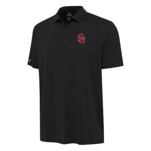 Men's Antigua Black Oklahoma Sooners Reprocess Polo