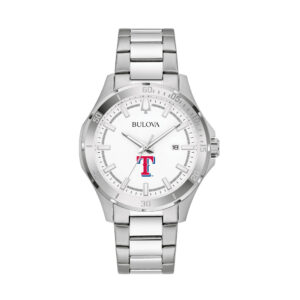 Men's Bulova Silver Texas Rangers Stainless Steel Classic Sport Watch