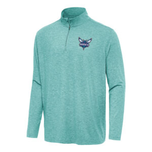 Men's Antigua  Heather Aqua Charlotte Hornets Hunk Quarter-Zip Top