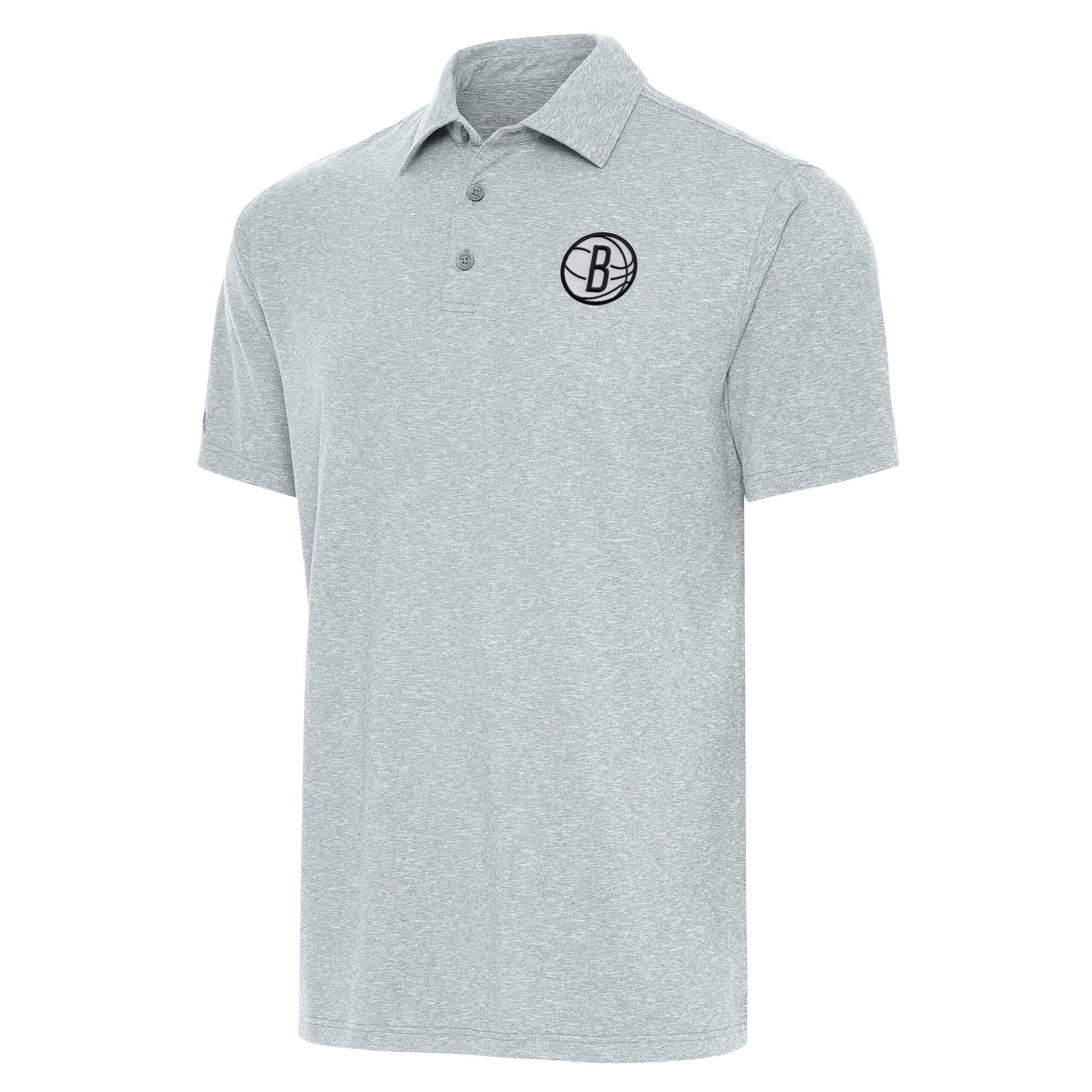 Men's Antigua Heather Gray Brooklyn Nets Big & Tall Par 3 Polo