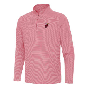Men's Antigua  Red Miami Heat Twine Quarter-Zip Top