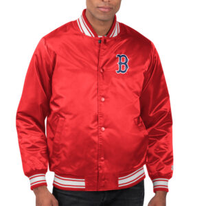 Men's Starter  Red Boston Red Sox Printed Team Logo Satin Varsity Full-Snap Jacket
