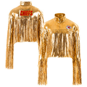 Women's Cuce Gold Kansas City Chiefs Sequin Fringe Blazer