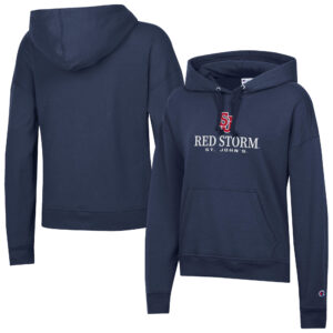 Women's Champion  Navy St. John's Red Storm Powerblend Fleece Pullover Hoodie
