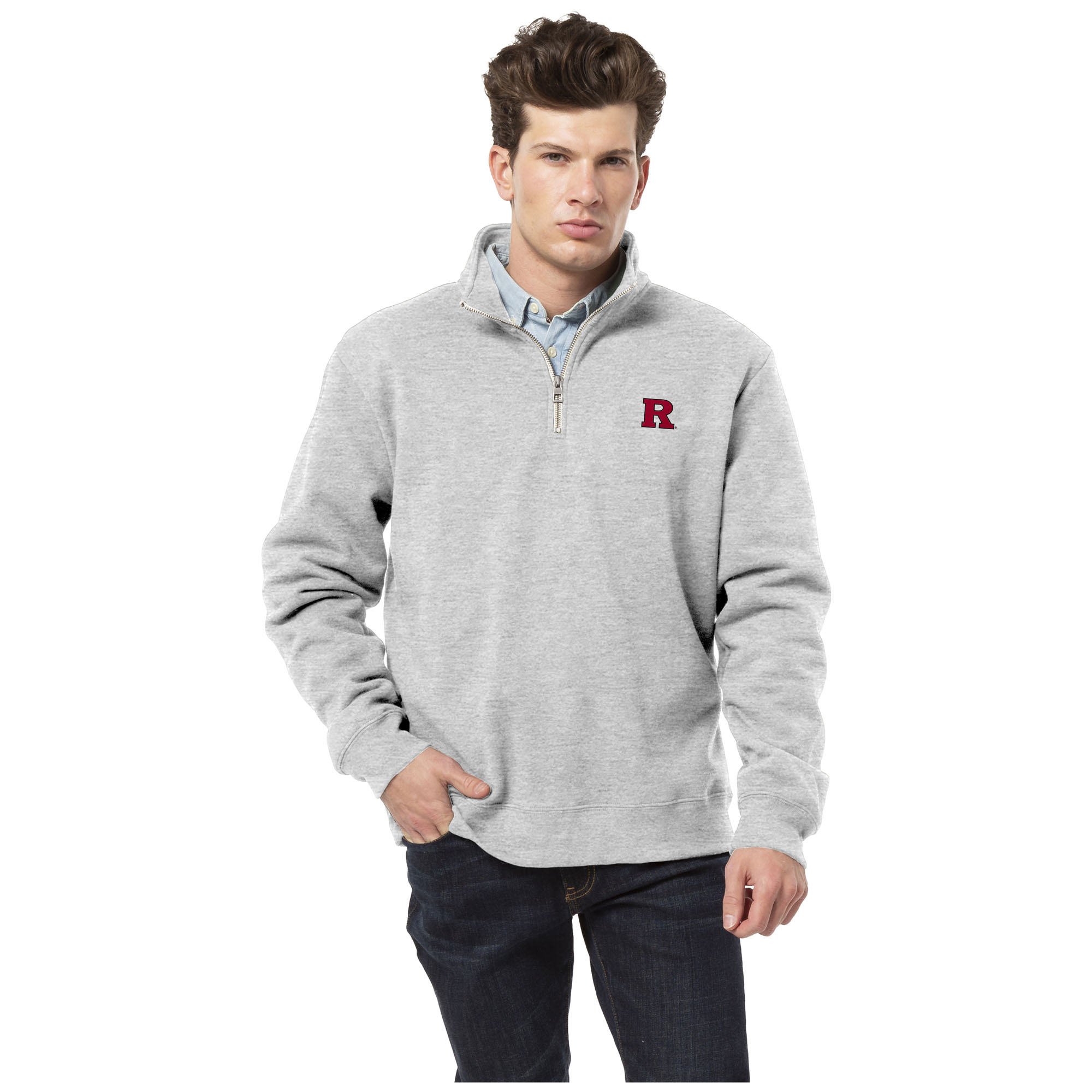 Men's League Collegiate Wear Heather Gray Rutgers Scarlet Knights Essentials Fleece 2.0 Quarter-Zip Jacket