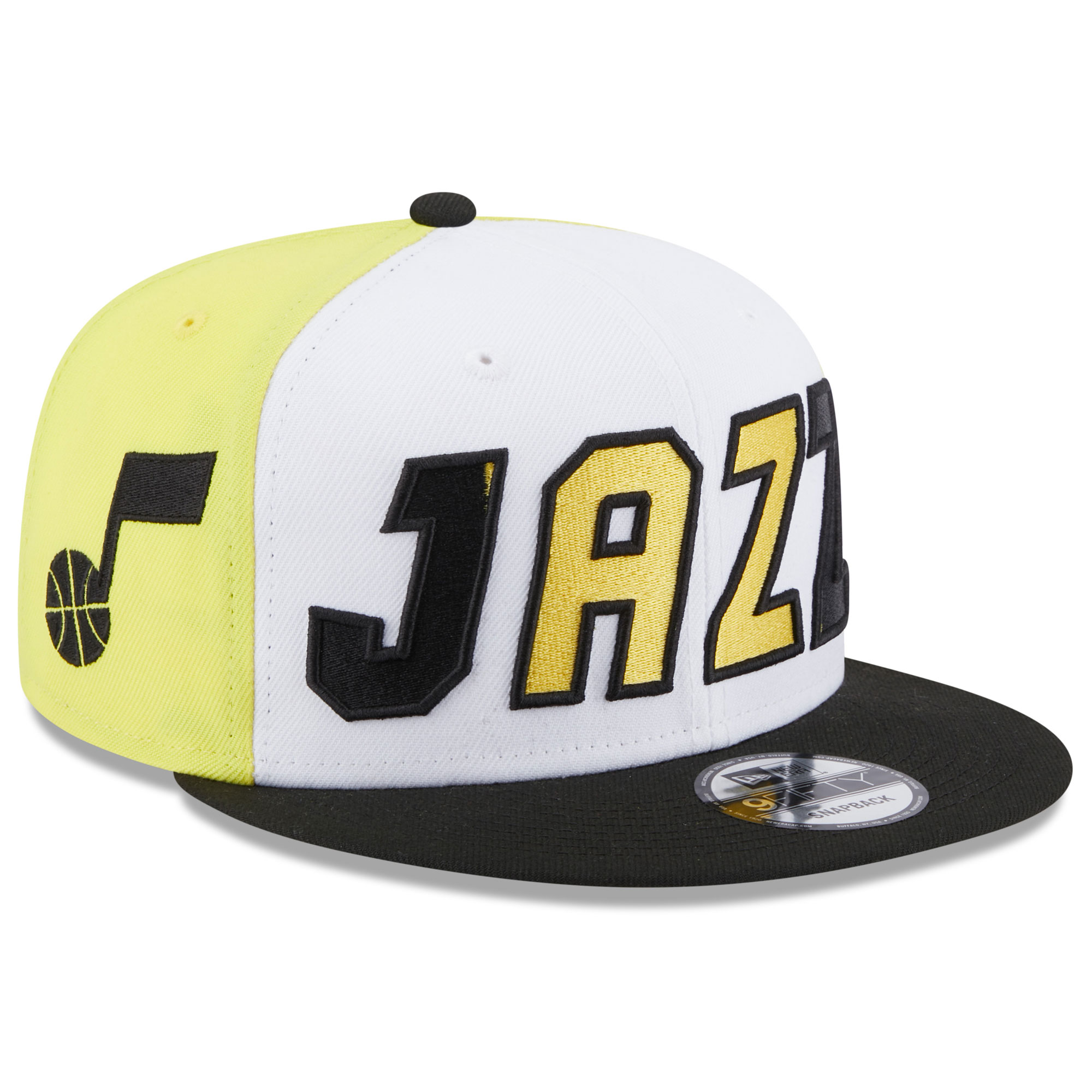 Men's New Era White/Black Utah Jazz Back Half 9FIFTY Snapback Hat