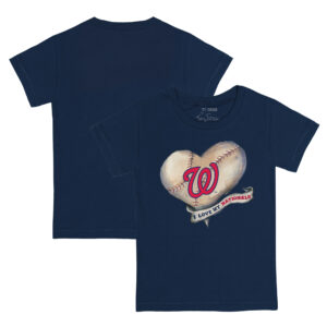 Toddler Tiny Turnip Navy Washington Nationals Heart Banner T-Shirt