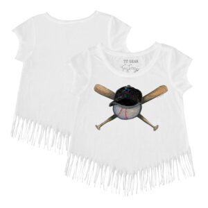 Girls Youth Tiny Turnip White Miami Marlins Hat Crossbats Fringe T-Shirt